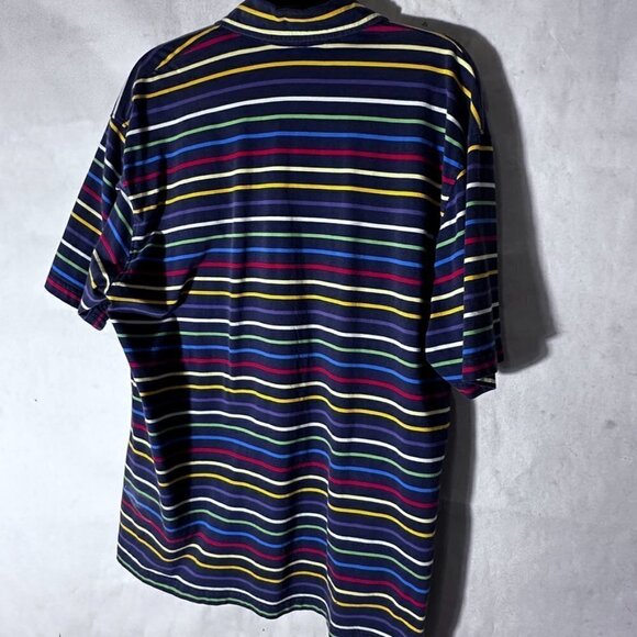 Orvis Blue Retro Stripes Purple Green Red XL EUC Size Large Cotton Short Sleeve - Picture 6 of 6